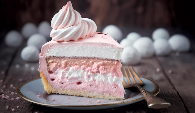 a piece of pink cake