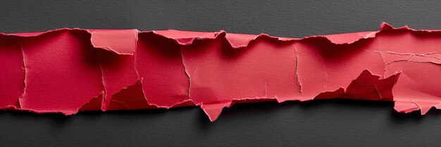 Photo a piece of ripped red paper with torn edges on black background horizontal rectangle shape 2