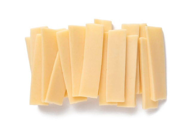 Piece and slices of cheese isolated