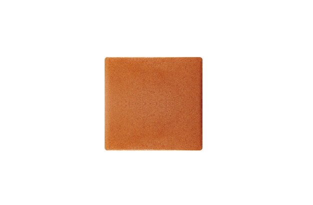 A piece of square cake on a white background
Top view