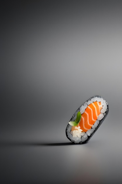 Photo a piece of sushi with a piece of sushi on it