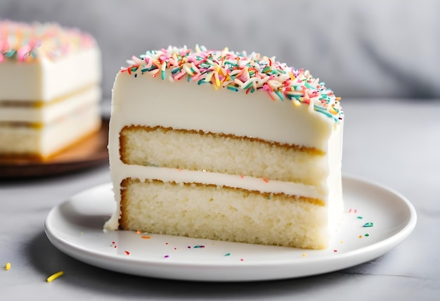 Piece of Vanilla Sprinkles Cake