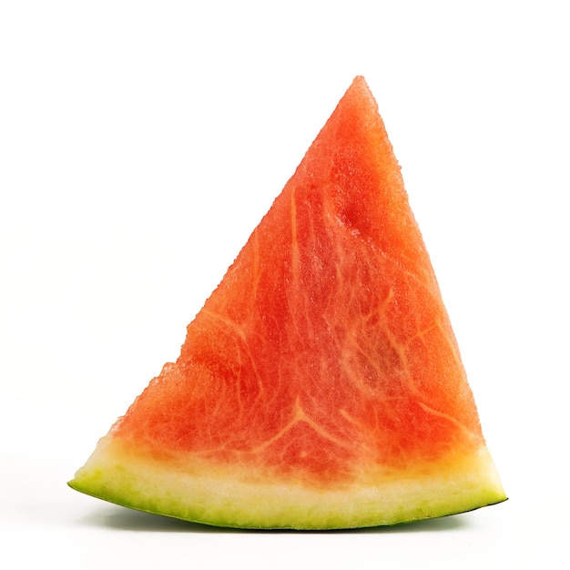 Piece of watermelon isolated on a white background Side view