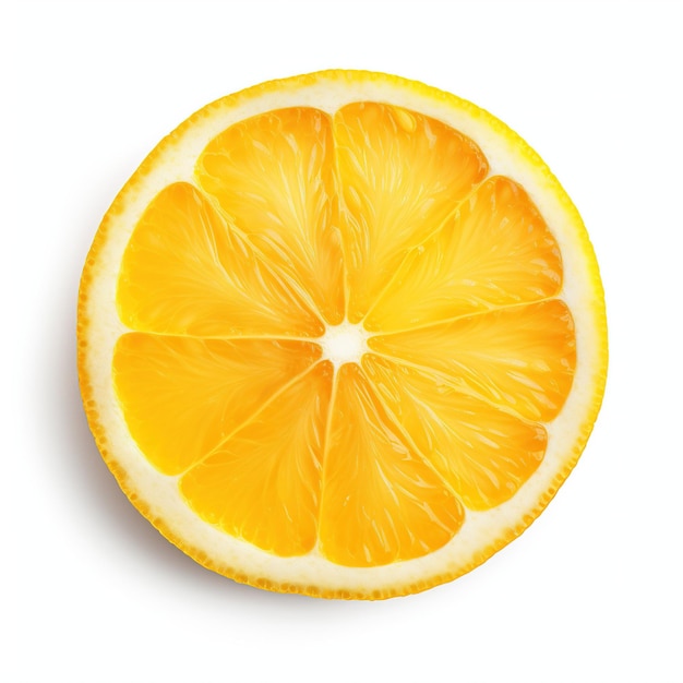 A piece of yellow lemon citrus fruit stand isolated on white background