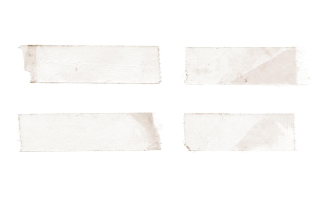 Pieces of adhesive paper masking tape on a white background with copy space