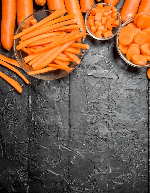 Pieces of carrots on a bowl