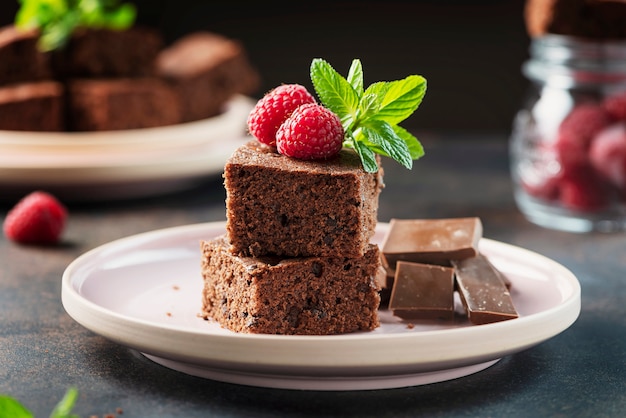 Pieces of a chocolate cake