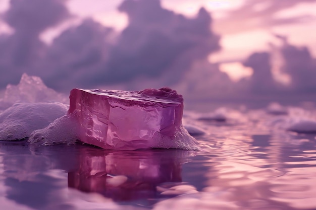 Pieces of ice on the water surface Frozen water