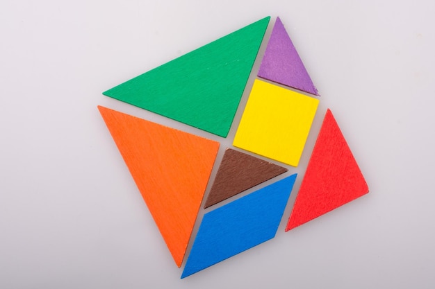 Pieces of a square tangram puzzle