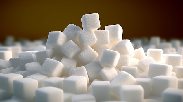 Pieces of white refined sugar calories diabetes prevention concept