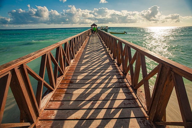 Pier in Bayahibe at sunset in Domonican Republic