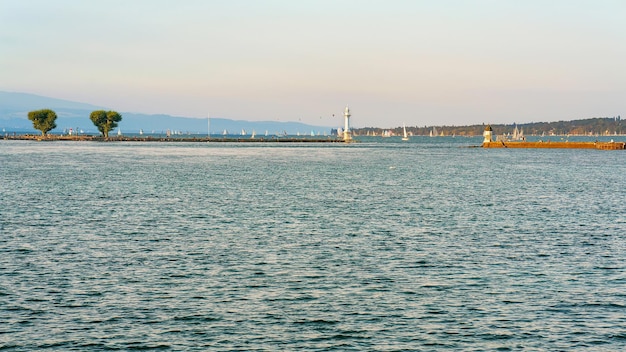 Pier at Geneva Lake in Geneva city, Switzerland