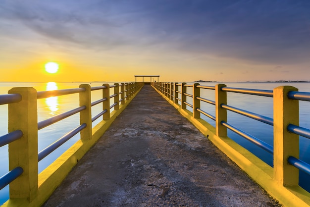 pier harbour in sunrise Batam Island