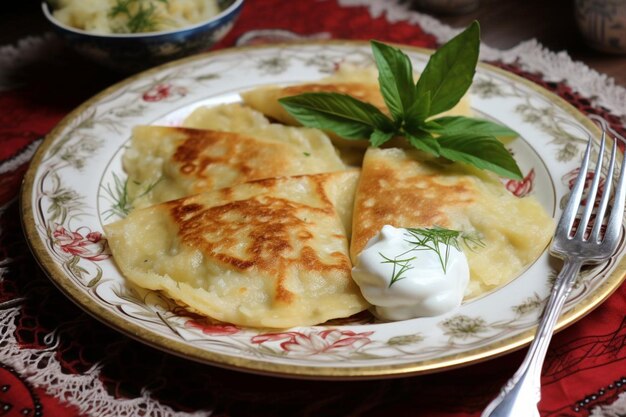 Photo pierogi on a vintage plate