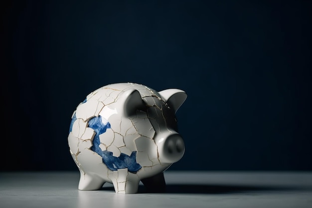 Pig cracked ceramic Holding money Generate Ai