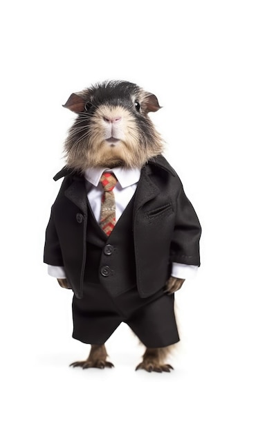 Pig dressed in a suit like a businessman isolated on white generative AI