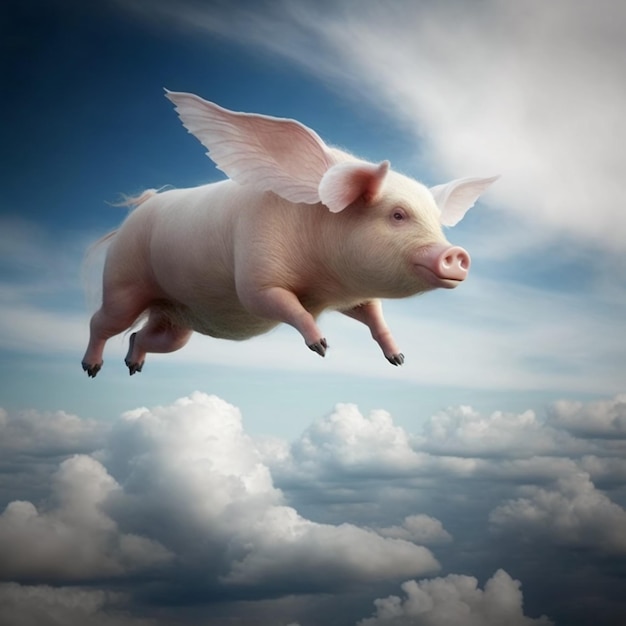 Pig fly in the sky Ai generative