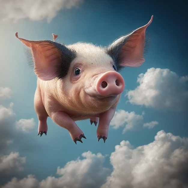 Pig fly in the sky Ai generative