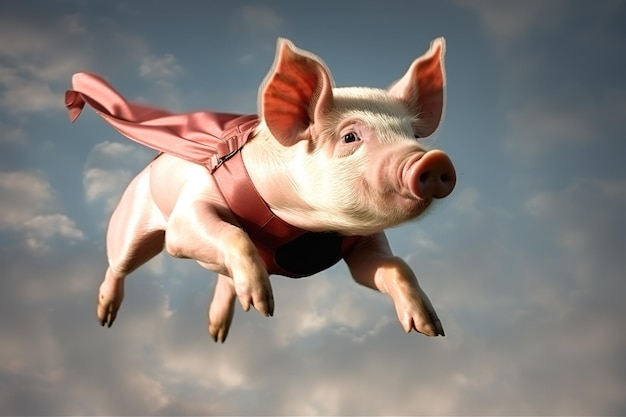 A pig flying in the sky