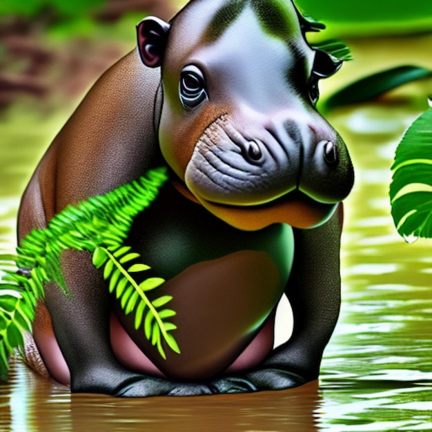 Pig hippo illustration High quality image