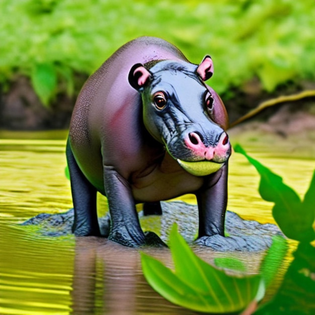 Pig hippo illustration High quality image