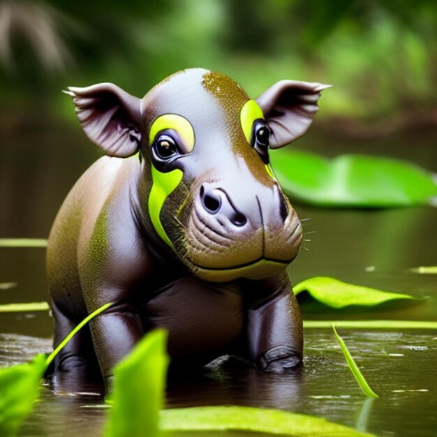 Pig hippo illustration High quality image