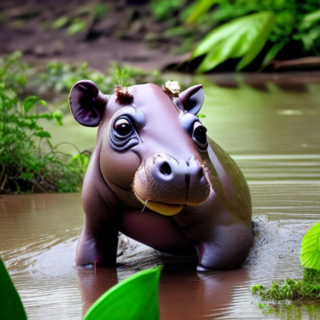 Photo pig hippo illustration high quality image