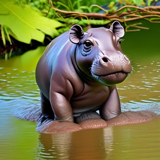 Photo pig hippo illustration high quality image