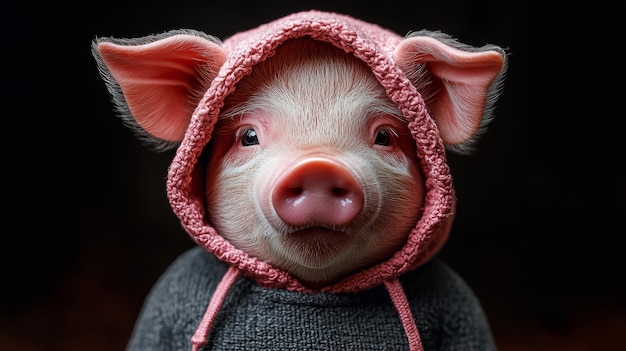 Photo pig in hoodie