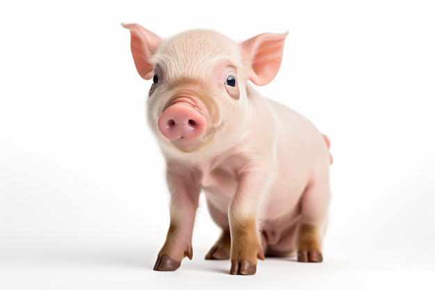 A pig is standing on a white background.