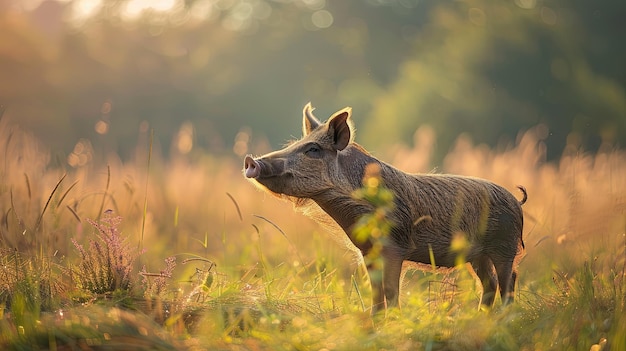 pig isolated on summer background