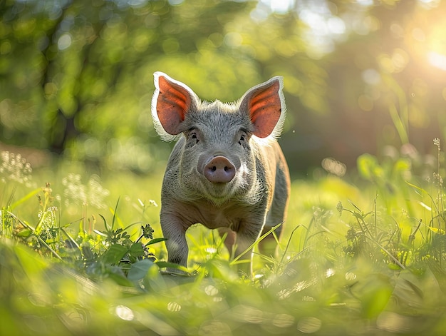 pig isolated on summer background