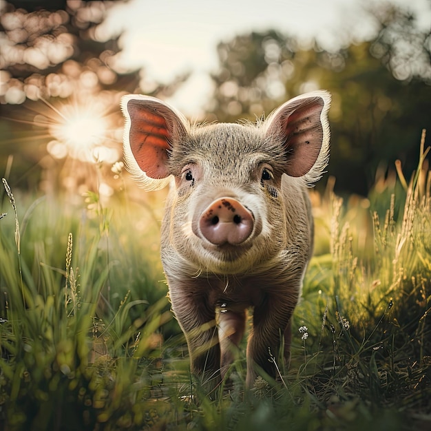 pig isolated on summer background