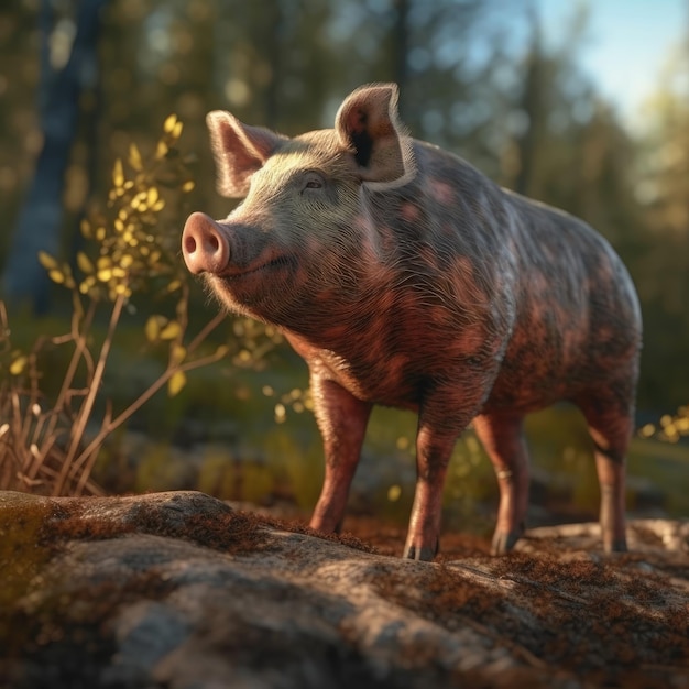 Pig in natural habitat generative AI