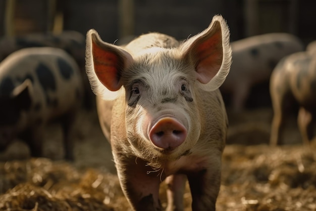 A pig portrait in the village