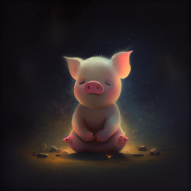 Photo a pig that is on a black background