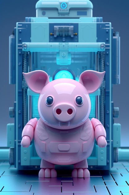 A pig that is inside of a machine