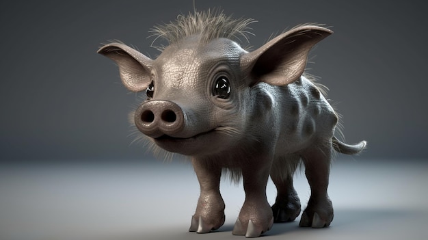 A pig with a black nose and a black nose.