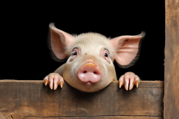 a pig with long ears and large ears