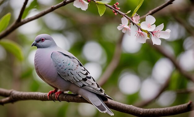 A Pigeon Among the Blossoms