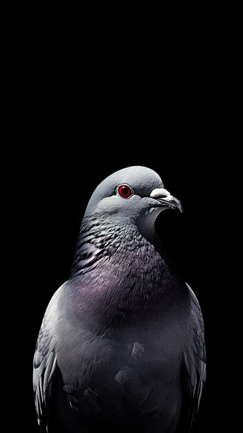 Pigeon isolated on black background