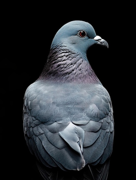 Pigeon isolated on black background