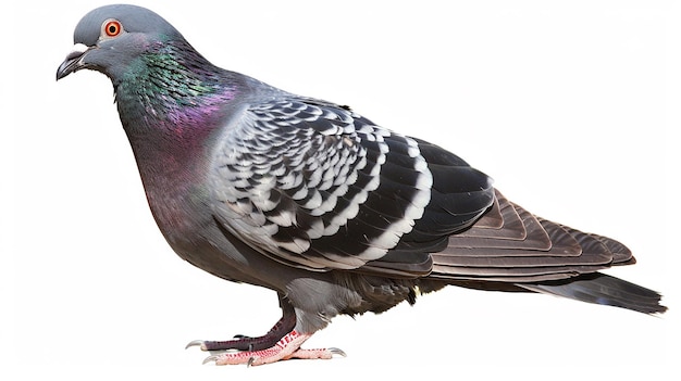 a pigeon on isolated white background