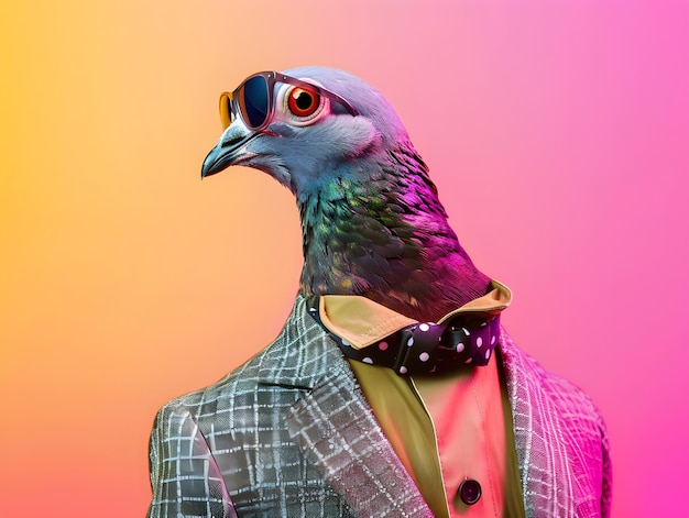 pigeon wearing a fancy stylish suit