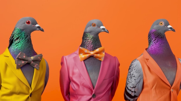 Photo the pigeons in suits