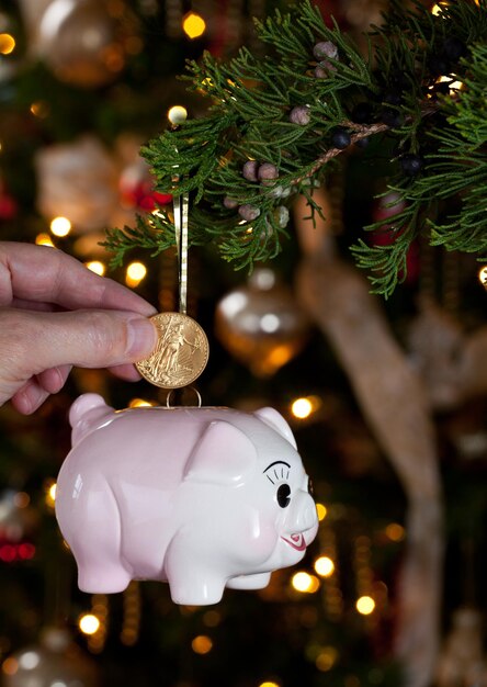 Piggy bank as xmas decoration