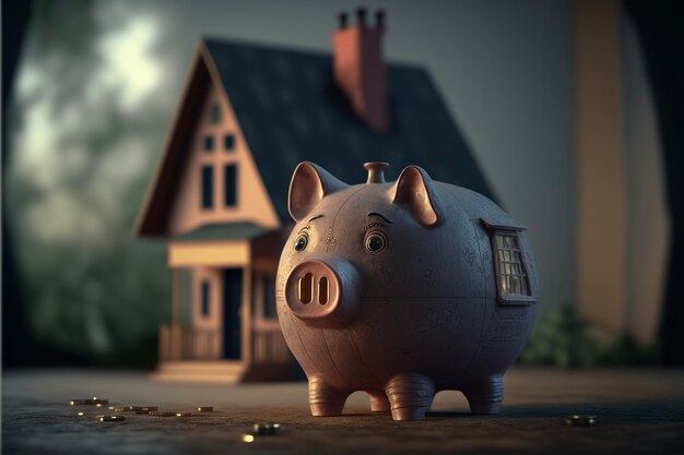 Piggy bank and house