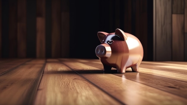 A piggy bank on an outoffocus background saving concept generative ai