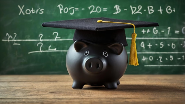 Piggy Bank with Cap Math Formula Financial Future