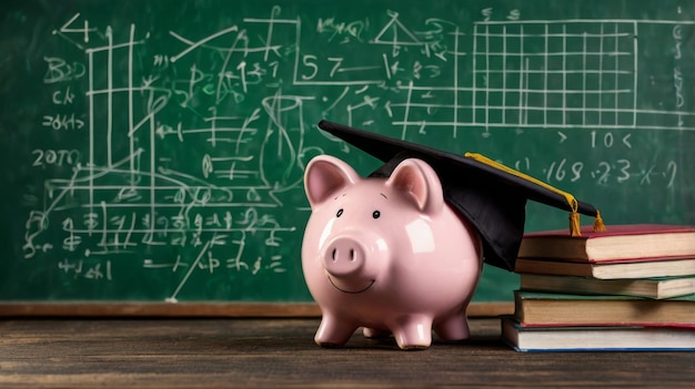 Piggy Bank with Cap Math Formula Financial Future